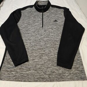 Adidas Men's Golf Core Quarter Zip Pullover Double Pique Black/Gray Size XL